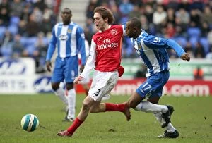 Wigan Athletic v Arsenal 2007-08 Collection: Alex Hleb (Arsenal) Emmerson Boyce (Wigan)