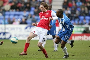 Wigan Athletic v Arsenal 2007-08 Collection: Alex Hleb (Arsenal) Emmerson Boyce (Wigan)