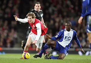 Images Dated 12th January 2008: Alex Hleb (Arsenal) Fabrice Muamba (Birmingham)