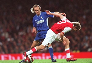 Arsenal v Dinamo Zagreb Collection: Alex Hleb (Arsenal) Jasim Agic (Dinamo)