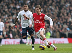 Arsenal v Tottenham 2007-8 Collection: Alex Hleb (Arsenal) Kevin-Prince Boateng (Spurs)