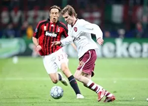 Images Dated 5th March 2008: Alex Hleb (Arsenal) Massimo Ambrosini (Milan)