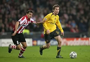 Images Dated 23rd February 2007: Alex Hleb (Arsenal) Phillip Cocu (PSV)