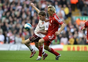 Liverpool v Arsenal 2007-8 Collection: Alex Hleb (Arsenal) Sami Hyypia (Liverpool)