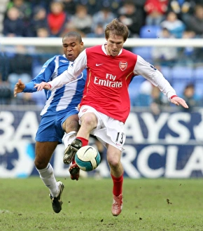 Wigan Athletic v Arsenal 2007-08 Collection: Alex Hleb (Arsenal) Wilson Palacios (Wigan)