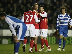 Alex Hleb celebrates scoring the 3rd Arsenal goal with Cesc Fabregas and Emmanuel Eboue