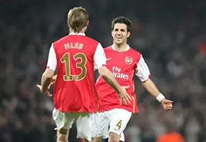 Alex Hleb celebrates scoring Arsenals 4th goal with Cesc Fabregas