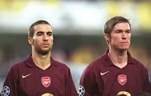 Alex Hleb and Mathieu Flamini (Arsenal) line up before the match