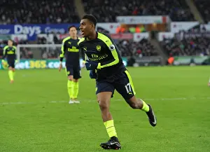 Alex Iwobi Scores Arsenal's Second Goal: Swansea City vs Arsenal, Premier League 2016-17 - Iwobi's Euphoric Celebration at Liberty Stadium, Swansea, Wales