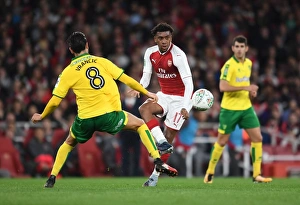 Arsenal V Norwich - Carabo Cup 4th Round 2017-18 Prints: Alex Iwobi vs. Mario Vrancic: Arsenal vs. Norwich City - Carabao Cup Fourth Round, 2017-18