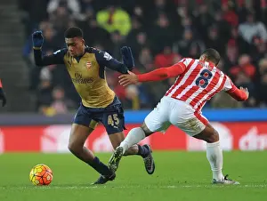 Stoke City V Arsenal 2015-16 Prints: Alex Iwobi's Escape Act: Dodging Glen Johnson at Stoke City vs Arsenal