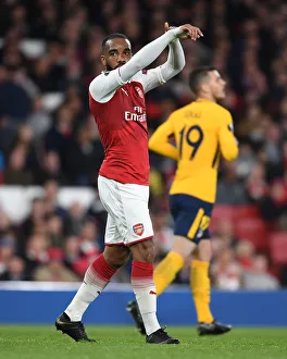 Arsenal V Atletico Madrid 2017-18 Prints: Alex Lacazette in Action: Arsenal vs Atletico Madrid, UEFA Europa League Semi-Final
