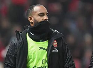 Manchester United V Arsenal 2018-19 Prints: Alex Lacazette: Arsenal Substitute Ready at Old Trafford (Manchester United vs Arsenal)