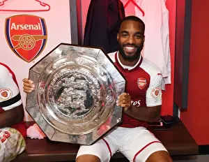 Alex Lacazette Celebrates Arsenal's FA Community Shield Triumph over Chelsea (2017-18)