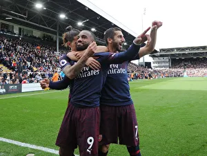 Alex Lacazette, Hector Bellerin, and Henrikh Mkhitaryan Celebrate Arsenal's Goals Against Fulham (2018-19)