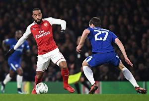 Chelsea V Arsenal - Carabao Cup 1/2 Final 1st Leg 2017-18 Prints: Alex Lacazette vs. Andreas Christensen: Carabao Cup Semi-Final Showdown (Chelsea v Arsenal)