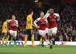 Arsenal v Atletico Madrid 2017-18 Collection: Alex Lacazette's Thrilling Goal: Arsenal's Europa League Semi-Final Triumph Over Atletico Madrid