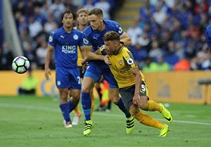Images Dated 20th August 2016: Alex Oxlade-Chamberlain (Arsenal) Andy King (Leicester). Leicester City 0: 0 Arsenal