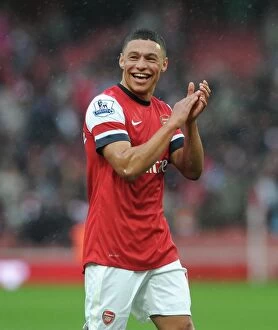 Arsenal v Norwich City 2012-13 Collection: Alex Oxlade-Chamberlain (Arsenal) claps the fans after the match. Arsenal 3: 1 Norwich City
