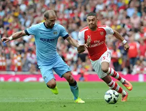 Arsenal V Manchester City 2014-15 Prints: Alex Oxlade-Chamberlain (Arsenal) Pablo Zabaleta (Man City). Arsenal 2: 2 Manchester City
