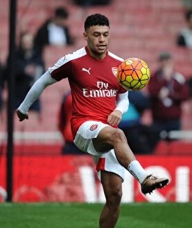 Images Dated 24th January 2016: Alex Oxlade-Chamberlain Gears Up for Arsenal vs. Chelsea Showdown (2015-16)