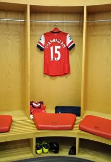 Images Dated 15th September 2012: Alex Oxlade-Chamberlain kit in the Changingrooms. Arsenal 6: 1 Southampton