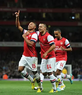 Arsenal V Coventry City - Capital One Cup 2012-13 Prints: Alex Oxlade-Chamberlain Scores the Decisive Goal: Arsenal Claims Capital One Cup Victory over Coventry City