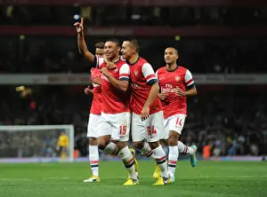 Arsenal V Coventry City - Capital One Cup 2012-13 Prints: Alex Oxlade-Chamberlain Scores the Second Goal as Arsenal Triumphs over Coventry City in Capital One Cup