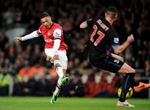 Arsenal V Crystal Palace 2013-14 Prints: Alex Oxlade-Chamberlain Scores the Second Goal Against Crystal Palace in the Premier League