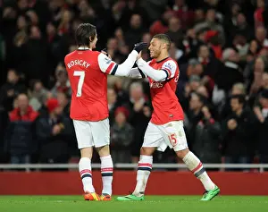 Arsenal V Crystal Palace 2013-14 Prints: Alex Oxlade-Chamberlain and Tomas Rosicky Celebrate Arsenal's Second Goal vs Crystal Palace (2013-14)