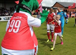 Arsenal Ladies v Notts County WSL 10th July 2016 Gallery: Alex Scott (Arsenal Ladies) and the mascot before the match