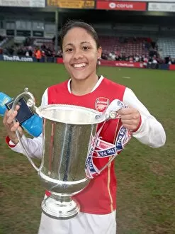 Images Dated 5th March 2007: Alex Scott (Arsenal) with the League Cup Trophy