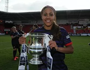 Images Dated 26th May 2013: Alex Scott (Arsenal) with ths FA Cup Trophy. Arsenal Ladies 3: 0 Bristol Academy