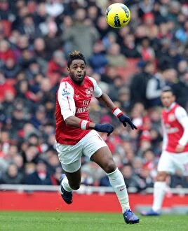 Images Dated 4th February 2012: Alex Song in Action for Arsenal against Blackburn Rovers, Premier League 2011-12