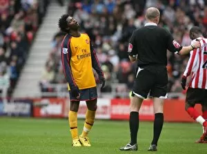 Images Dated 4th October 2008: Alex Song (Arsenal) is booked by referee Lee Mason