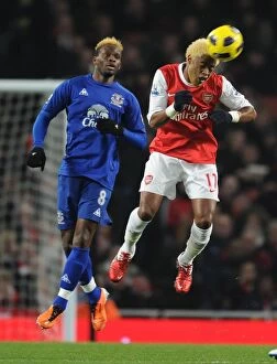 Arsenal v Everton 2010-11 Gallery: Alex Song (Arsenal) Louis Saha (Everton). Arsenal 2: 1 Everton, Barclays Premier League