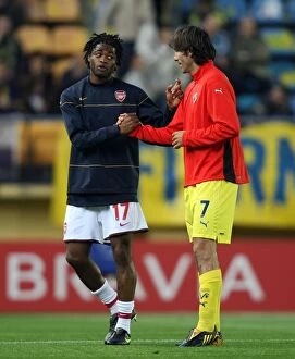 Images Dated 9th April 2009: Alex Song (Arsenal) Robert Pires (Villarreal) before the match