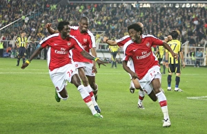 Alex Song celebrates scoring Arsenals 4th goal with Alex Song celebrates scoring Arsenals 4th goal with