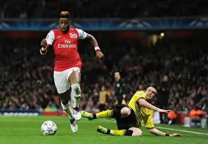 Arsenal V Borussia Dortmund 2011-12 Prints: Alex Song Outmaneuvers Kevin Grosskreutz: Arsenal's Thrilling Goal vs Borussia Dortmund (2011-12)