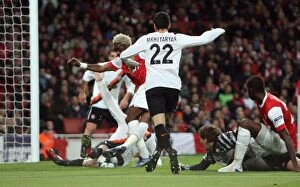 Images Dated 19th October 2010: Alex Song scores Arsenals 1st goal. Arsenal 5: 1 Shaktar Donetsk. UEFA Champions League