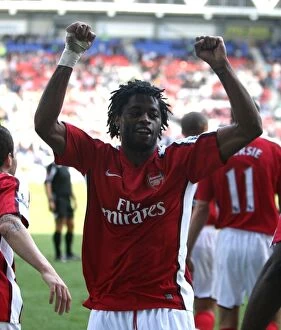 Wigan Athletic v Arsenal 2008-09 Collection: Alex Song's Thrilling Goal Celebration: Arsenal's Game-Changer vs. Wigan Athletic (4-1)