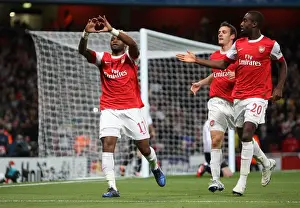 Alex Song's Thrilling Goal Celebration with Squillaci and Djourou: Arsenal's 5-1 Victory over Shaktar Donetsk in the Champions League
