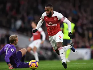 Arsenal V Huddersfield Town - 2018-19 Prints: Alexandre Lacazette in Action for Arsenal vs Huddersfield Town, Premier League 2018-19