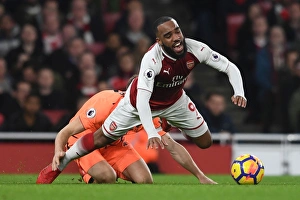 Arsenal V Liverpool 2017-18 Prints: Alexandre Lacazette in Action: Arsenal vs Liverpool, Premier League 2017-18