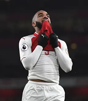 Arsenal V Newcastle United 2017-18 Prints: Alexandre Lacazette in Action: Arsenal vs Newcastle United, Premier League 2017-18