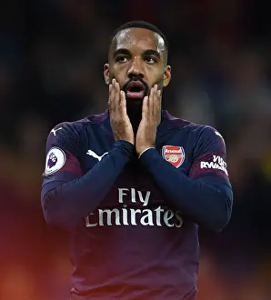 Wolverhampton Wanderers V Arsenal 2018-19 Prints: Alexandre Lacazette in Action: Wolverhampton Wanderers vs