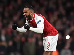 Alexandre Lacazette celebrates scoring his 1st and Arsenals 2nd goal. Arsenal 4