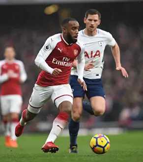 Arsenal V Tottenham Hotspur 2017-18 Prints: Alexandre Lacazette Faces Off Against Tottenham Hotspur in the Premier League
