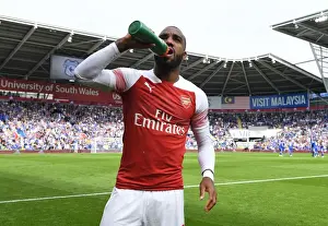 Cardiff City V Arsenal 2018-19 Prints: Alexandre Lacazette: Gearing Up for Battle - Cardiff City vs Arsenal FC