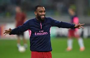 Qarabag V Arsenal 2018-19 Prints: Alexandre Lacazette Gears Up: Arsenal's Star Forward Prepares for Qarabag Clash in Europa League